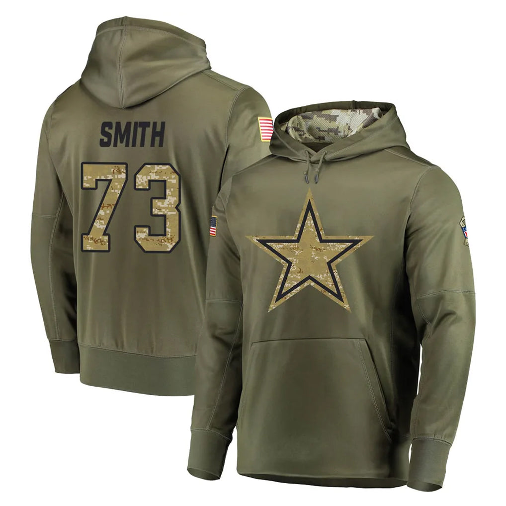 D.Cowboys #73 Tyler Smith Player Olive Salute to Service Pullover Hoodies Home Game Edoa Stitched Jerseys