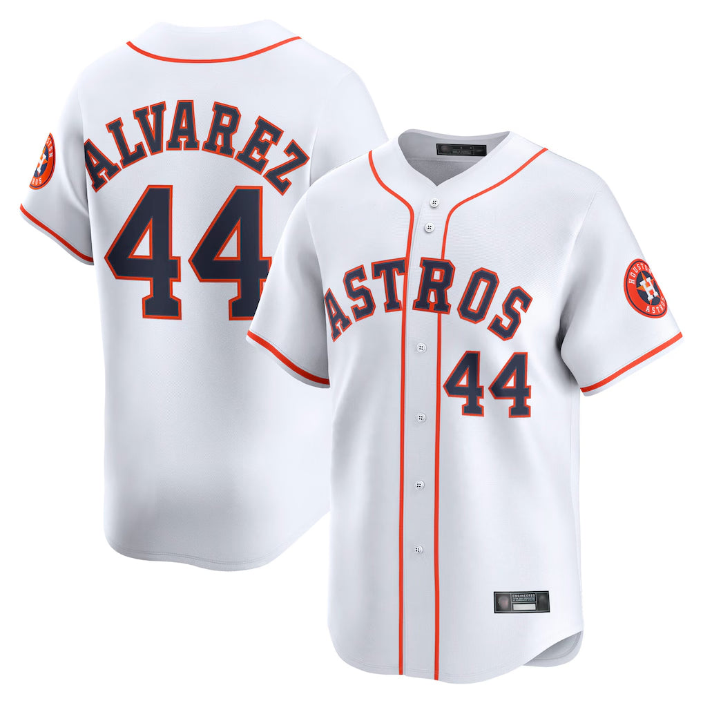 H.Astros #44 Yordan Alvarez Player White Home Limited Edoa Stitched Jerseys