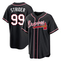 A.Braves #99 Spencer Strider Player Black Fashion Out Game Edoa Stitched Jerseys