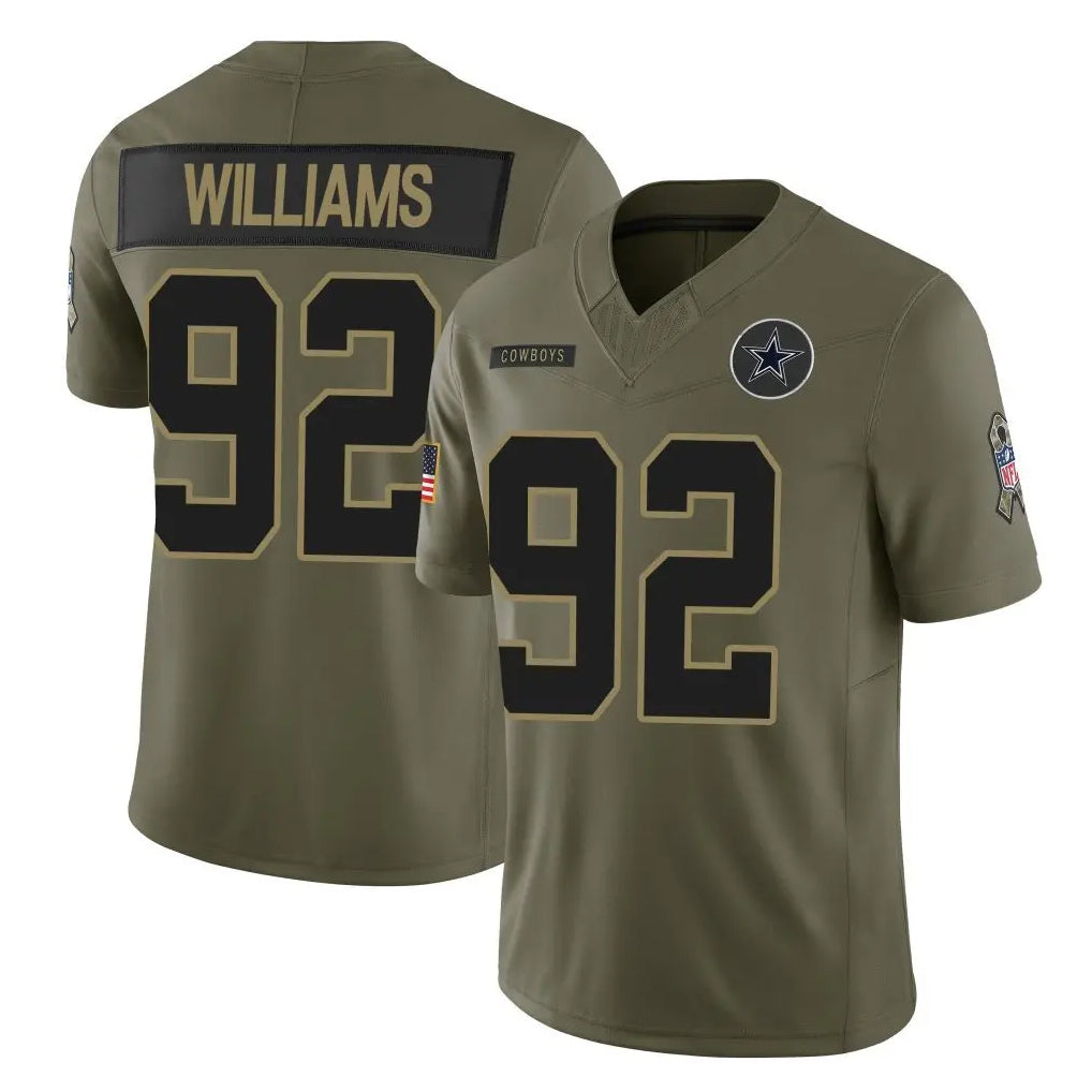 D.Cowboys #92 Quinnen Williams Player Olive 2025 Salute to Service Limited Home Game Edoa Stitched Jerseys