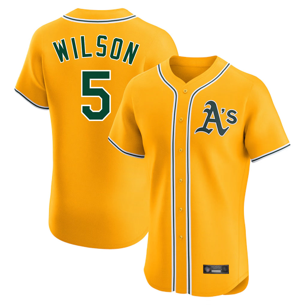 Athletics #5 Jacob Wilson Player Gold Limited Elite Home Game Edoa Stitched Jerseys