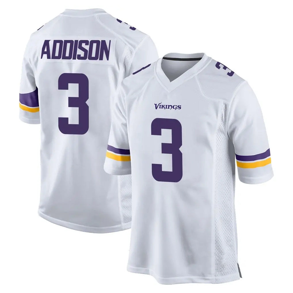 M.Vikings #3 Jordan Addison Player White Home Game Edoa Stitched Jerseys