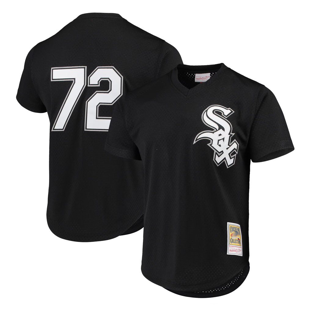 C.White Sox #72 Carlton Fisk Player Black Mitchell & Ness Cooperstown Collection Mesh Game Edoa Stitched Jerseys