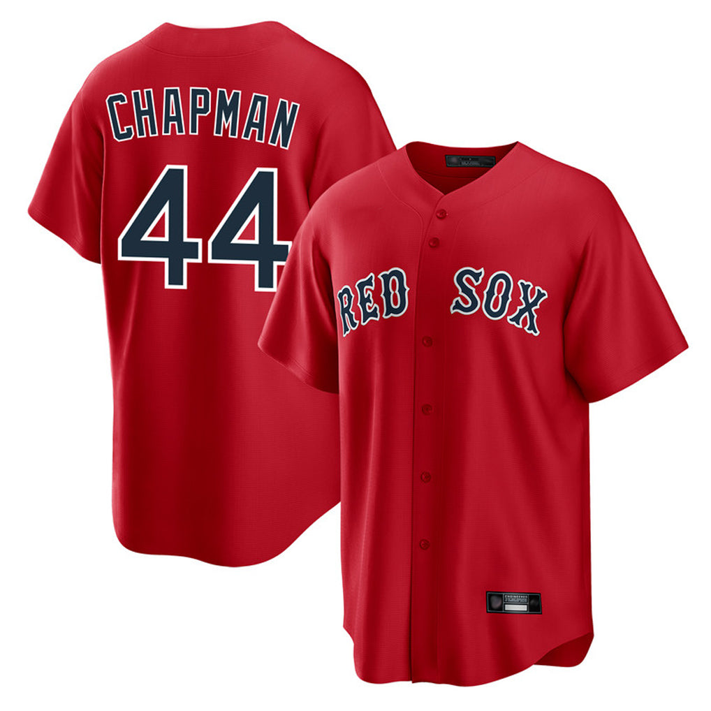 B.Red Sox #44 Aroldis Chapman Player Red Home Game Edoa Stitched Jerseys
