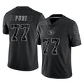 SF.49ers #77 Dominick Puni Player Black Limited Reflective Home Game Edoa Stitched Jerseys