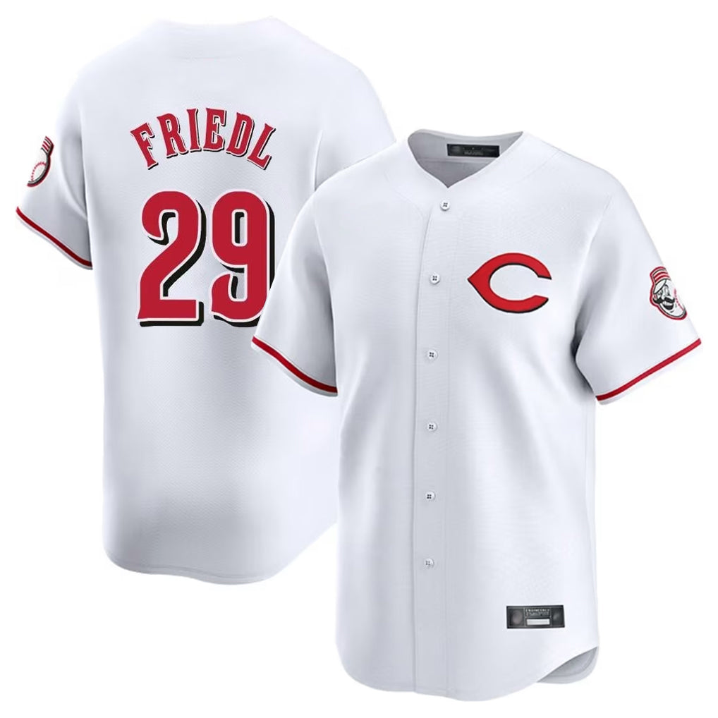 C.Reds #29 TJ Friedl Player White Limited Home Edoa Stitched Jerseys
