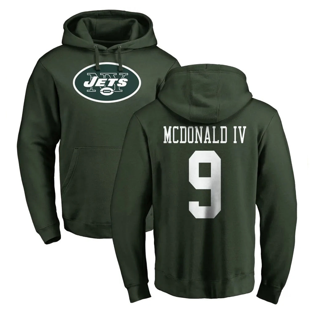NY.Jets #9 Will McDonald IV Player Green LOGO Pullover Hoodies Limited Game Edoa Stitched Jerseys