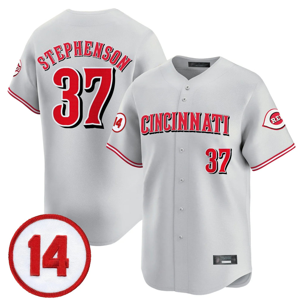 C.Reds #37 Tyler Stephenson Player Gray Vapor Premier Limited Home Edoa Stitched Jerseys