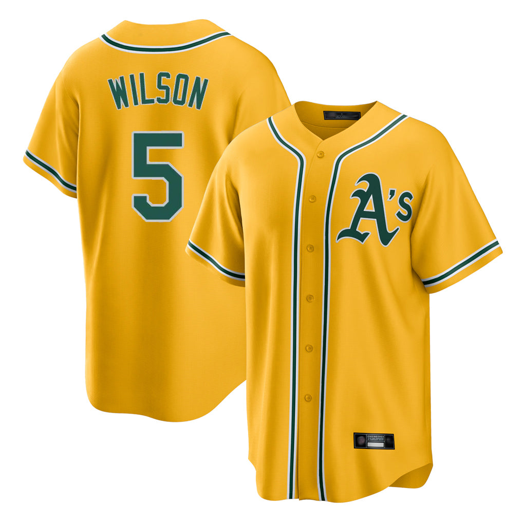 Athletics #5 Jacob Wilson Player Gold Alternate Home Game Edoa Stitched Jerseys