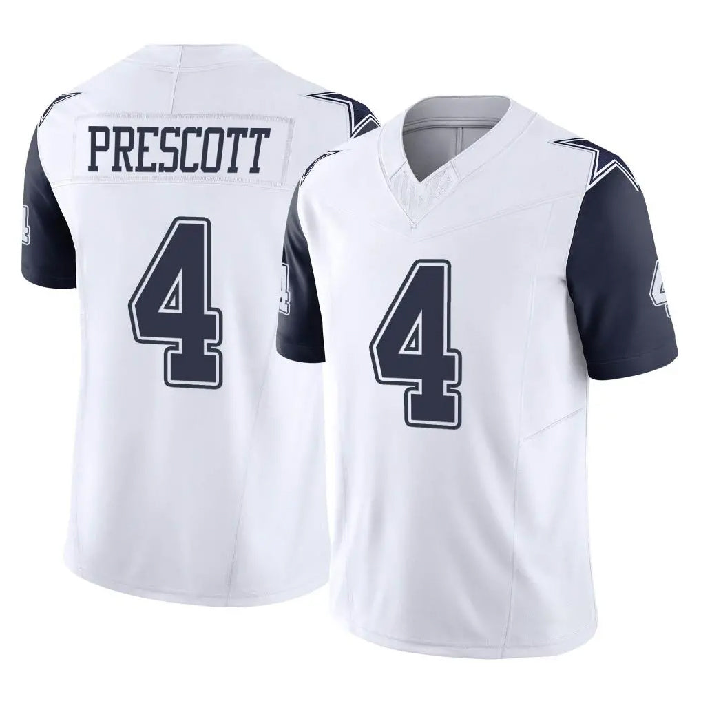 D.Cowboys #4 Dak Prescott Player White-Navy Limited Vapor F.U.S.E. Home Game Edoa Stitched Jerseys