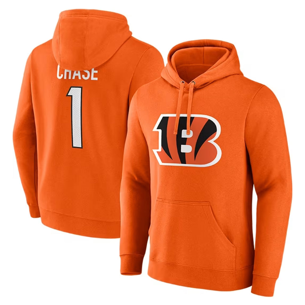 C.Bengals #1 Ja'Marr Chase Player Orange Salute to Service Pullover Hoodie Limited Edoa Stitched Jerseys