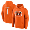 C.Bengals #1 Ja'Marr Chase Player Orange Salute to Service Pullover Hoodie Limited Edoa Stitched Jerseys