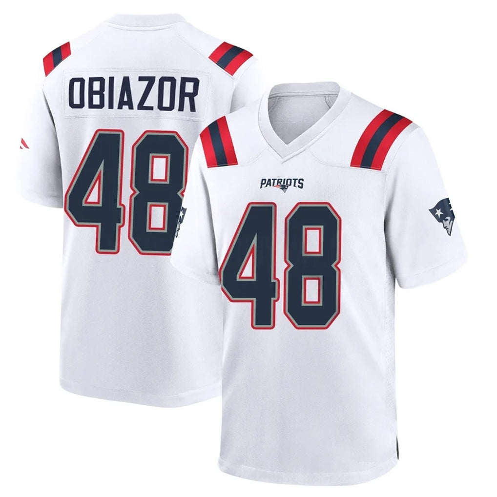 NE.Patriots #48 Namdi Obiazor Player White Home Game Edoa Stitched Jerseys