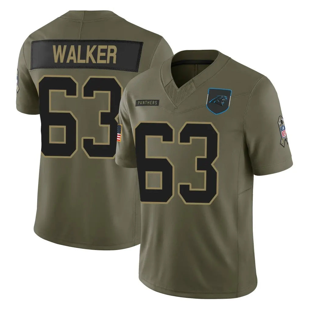 C.Panthers #63 Rasheed Walker Player Olive 2025 Salute to Service Limited Game Edoa Stitched Jerseys