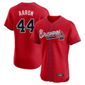 A.Braves #44 Hank Aaron Player Red Limited Elite Home Game Edoa Stitched Jerseys
