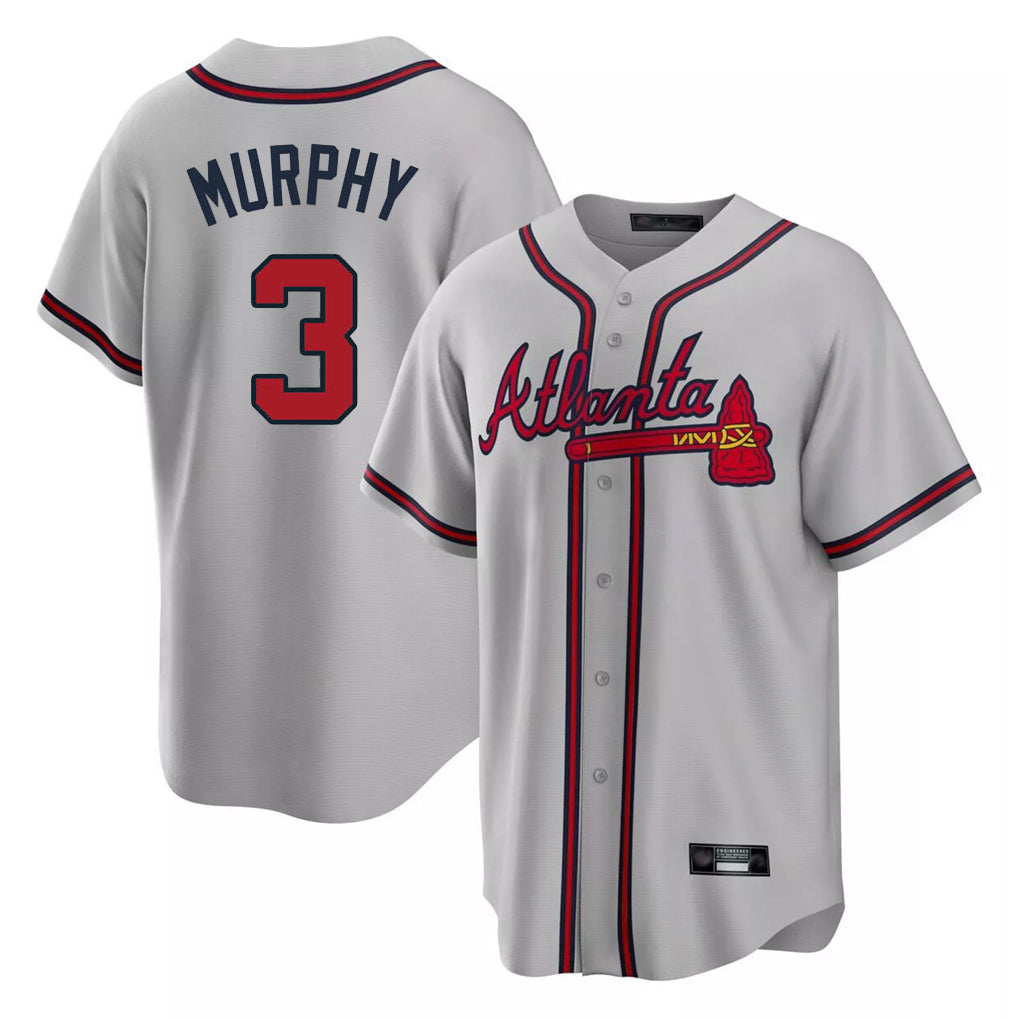 A.Braves #3 Dale Murphy Player Gray Home Game Edoa Stitched Jerseys