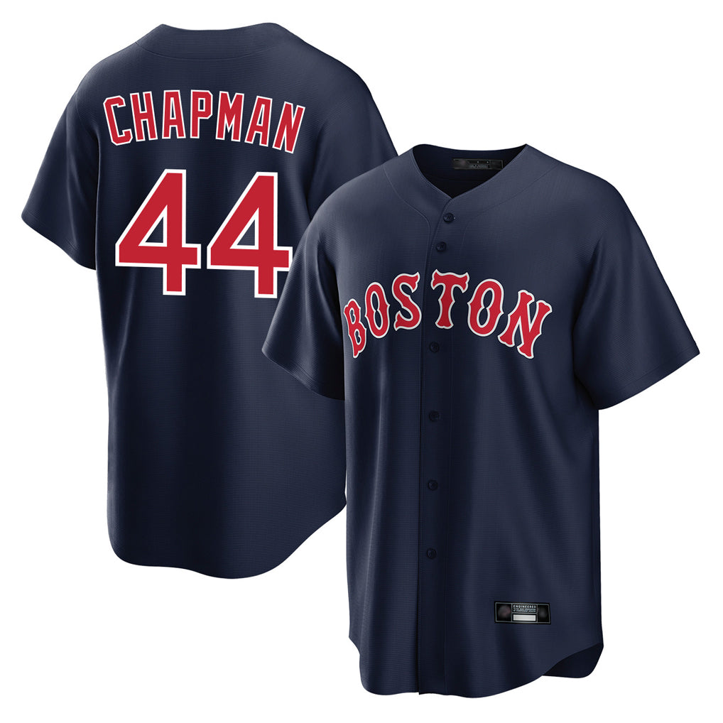 B.Red Sox #44 Aroldis Chapman Player Navy Home Game Edoa Stitched Jerseys