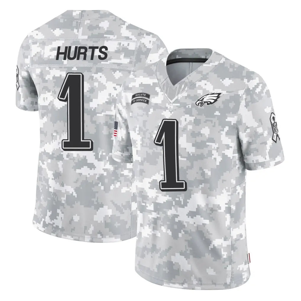 P.Eagles #1 Jalen Hurts Player Arctic Camo Salute to Service Limited Game Edoa Stitched Jerseys