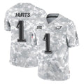 P.Eagles #1 Jalen Hurts Player Arctic Camo Salute to Service Limited Game Edoa Stitched Jerseys