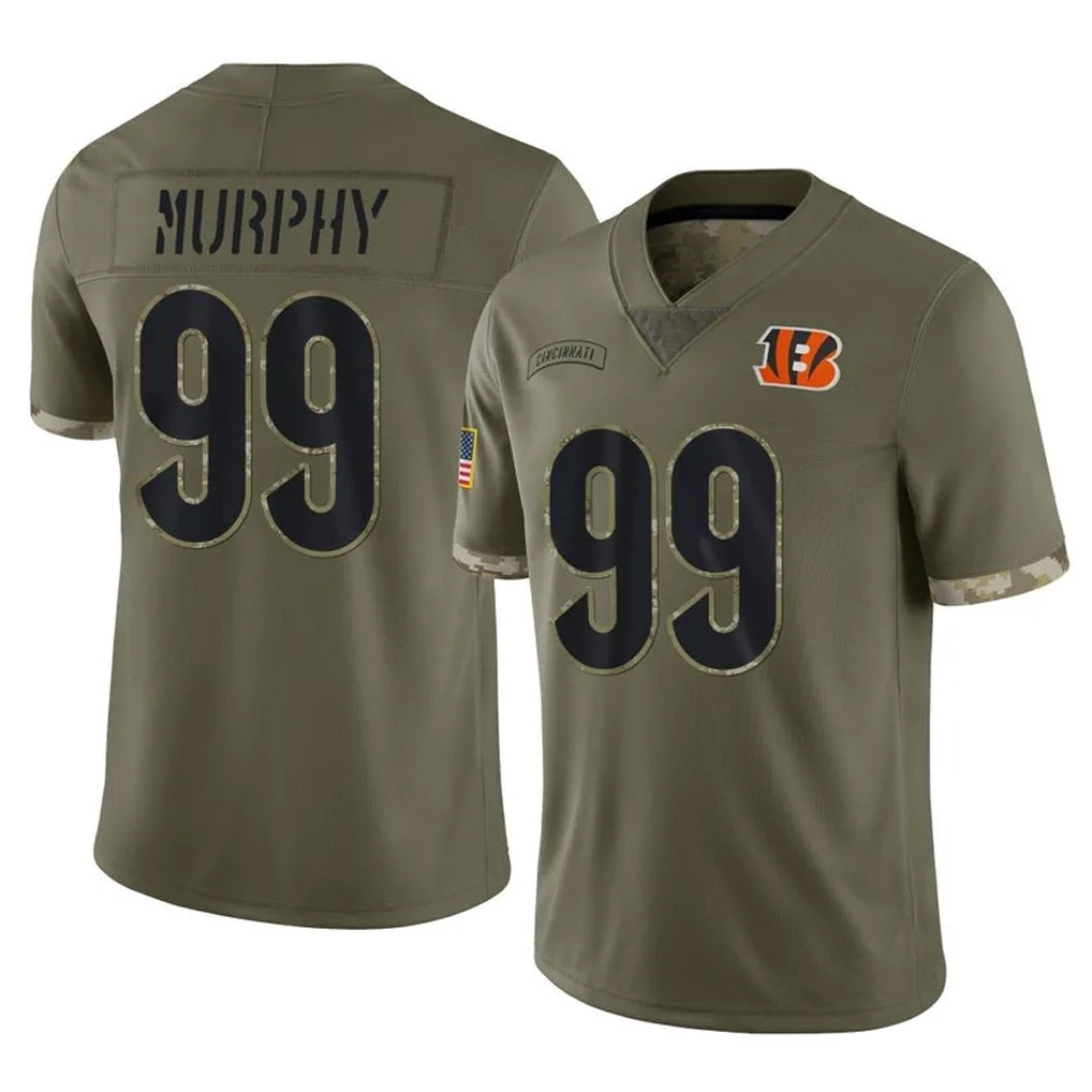 C.Bengals #99 Myles Murphy Player Olive Salute to Service Limited Game Edoa Stitched Jerseys
