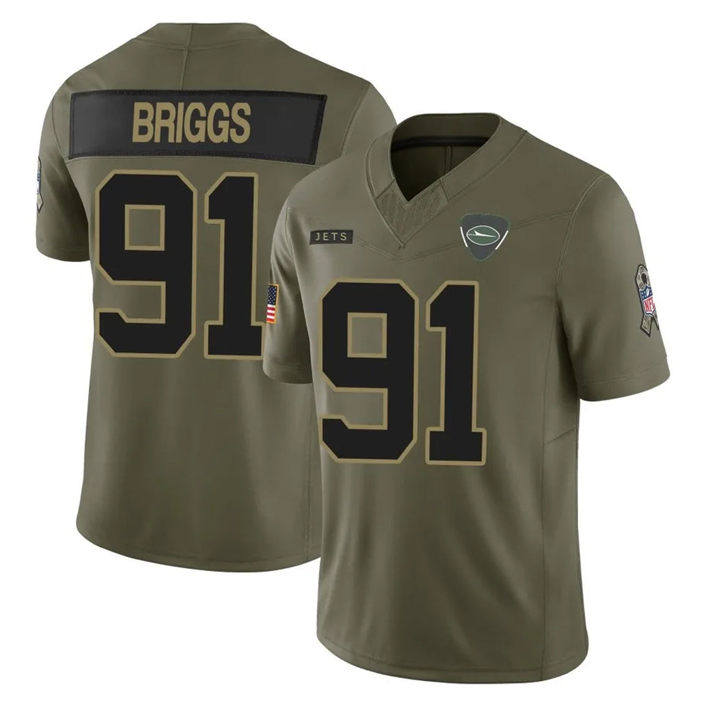 NY.Jets #91 Jowon Briggs Player Olive 2025 Salute To Service Limited Edoa Stitched Jerseys