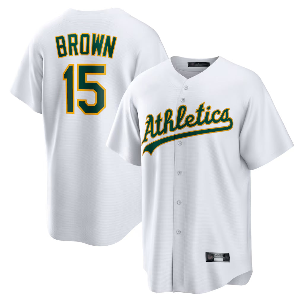 Athletics #15 Seth Brown Player White Home Game Edoa Stitched Jerseys