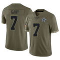 D.Cowboys #7 Rashan Gary Player Olive Salute to Service Limited Game Edoa Stitched Jerseys