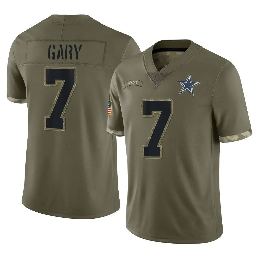 D.Cowboys #7 Rashan Gary Player Olive Salute to Service Limited Game Edoa Stitched Jerseys