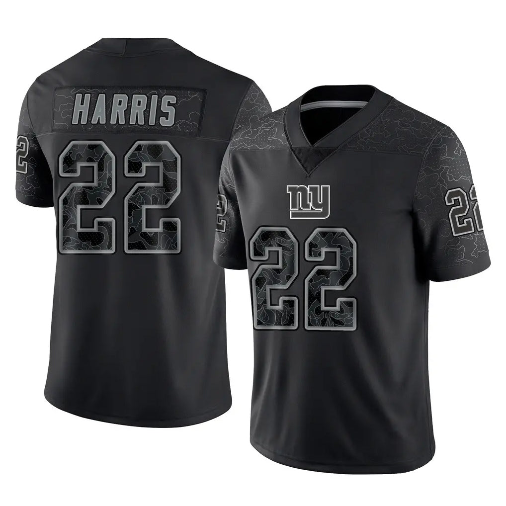 NY.Giants #22 Najee Harris Player Black Limited Reflective Home Game Edoa Stitched Jerseys