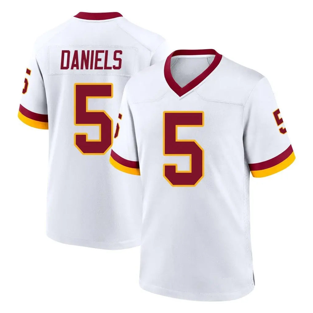 W.Commanders #5 Jayden Daniels Player White Home Game Edoa Stitched Jerseys