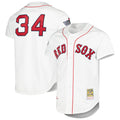 B.Red Sox #34 David Ortiz Player White Mitchell & Ness Cooperstown Collection Mesh Home Edoa Stitched Jerseys