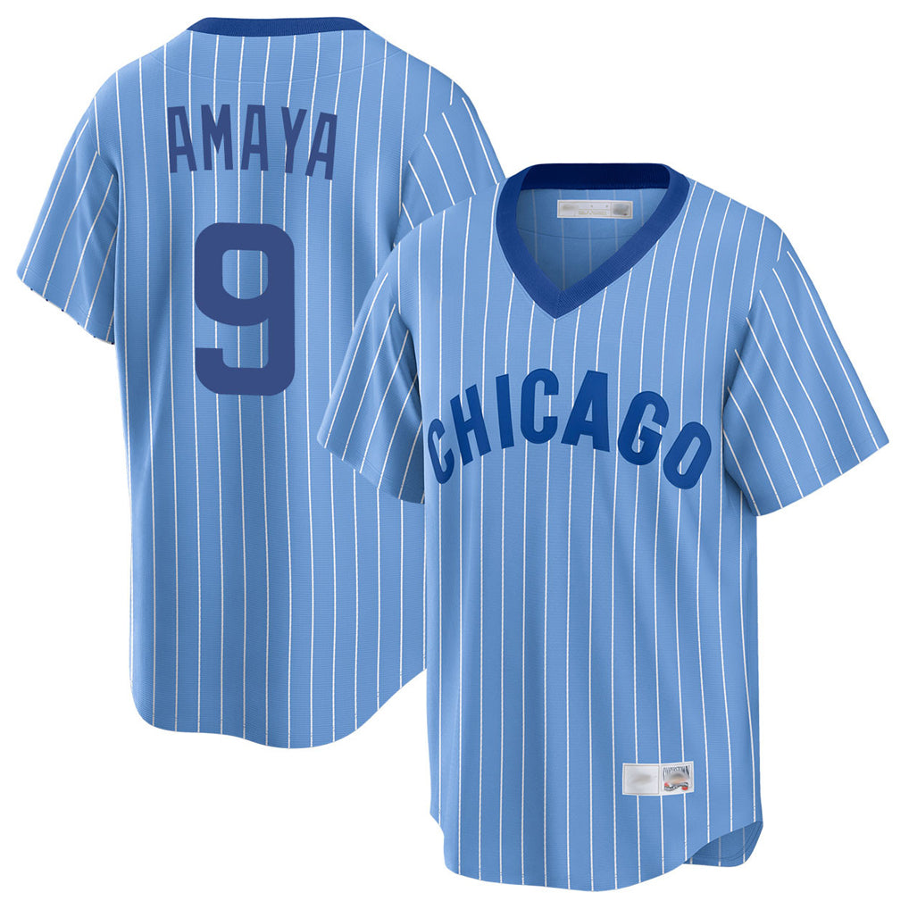 C.Cubs #9 Miguel Amaya Player Blue T-shirt Cooperstown Collection Limited Edoa Stitched Jerseys
