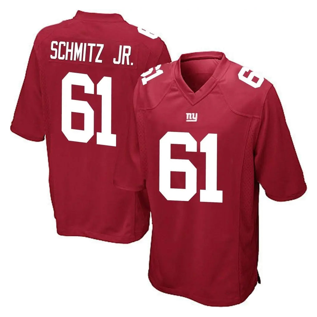 NY.Giants #61 John Michael Schmitz Jr. Player Red Home Game Edoa Stitched Jerseys