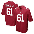 NY.Giants #61 John Michael Schmitz Jr. Player Red Home Game Edoa Stitched Jerseys