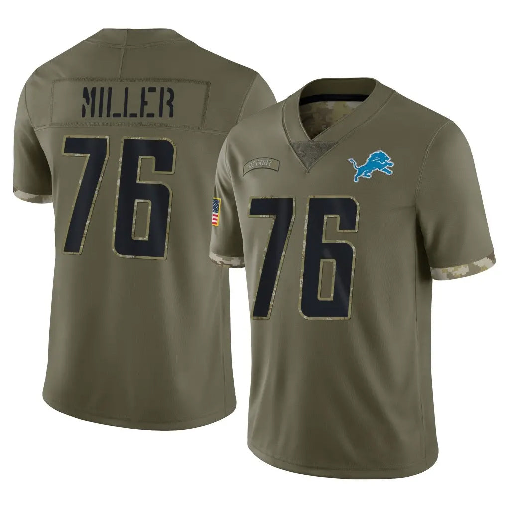 D.Lions #76 Blake Miller Player Olive Salute To Service Limited Edoa Stitched Jerseys