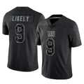 NY.Giants #9 Lsaiah Likely Player Black Limited Reflective Home Game Edoa Stitched Jerseys