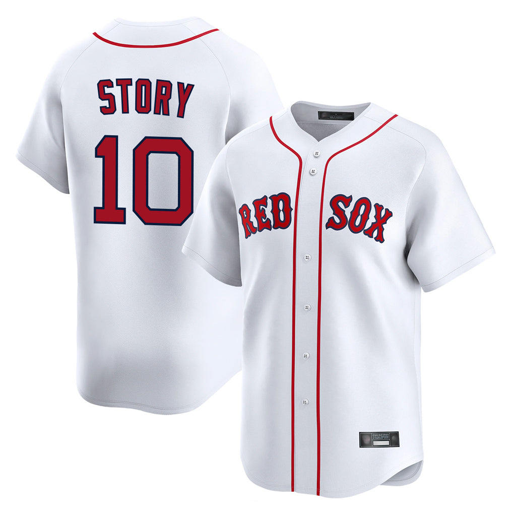 B.Red Sox #10 Trevor Story Player White Limited Home Game Edoa Stitched Jerseys