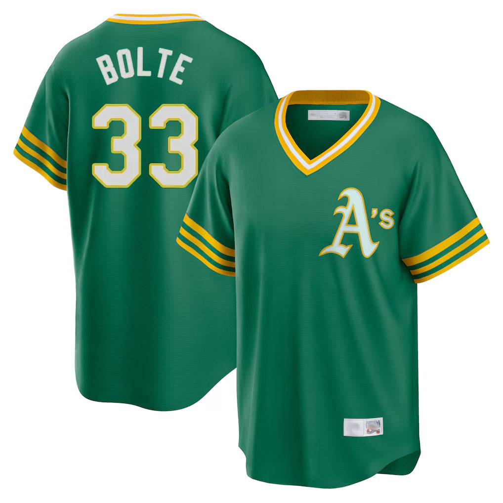 Athletics #33 Henry Bolte Player Kelly Green Cooperstown Collection T-shirt Game Edoa Stitched Jerseys