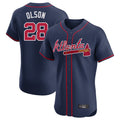 A.Braves #28 Matt Olson Player Navy Limited Elite Home Game Edoa Stitched Jerseys