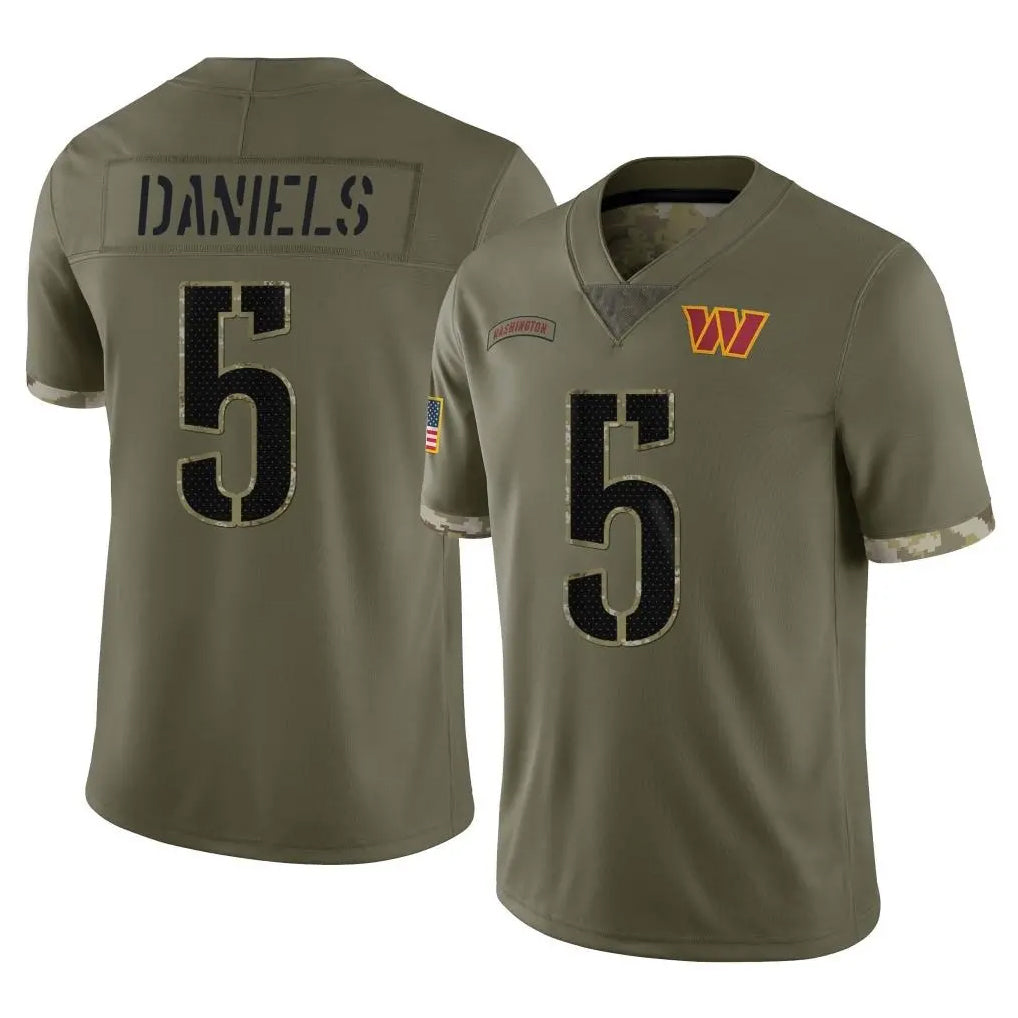 W.Commanders #5 Jayden Daniels Player Olive Salute To Service Limited Home Game Edoa Stitched Jerseys