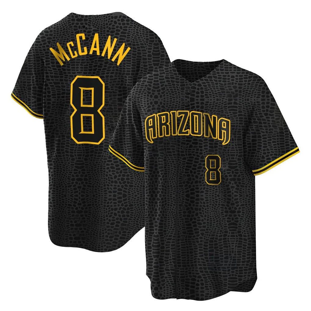 A.Diamondbacks #8 James McCann Player Black Snake Skin City Home Game Edoa Stitched Jerseys