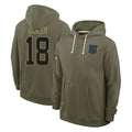 C.Panthers #18 Jalen Coker Player Olive Salute to Service Hoodies Game Edoa Stitched Jerseys