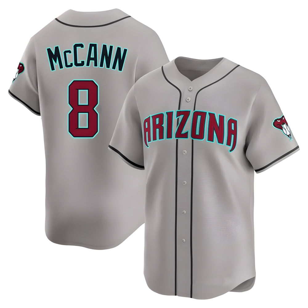 A.Diamondbacks #8 James McCann Player Gray Road Limited Home Game Edoa Stitched Jerseys
