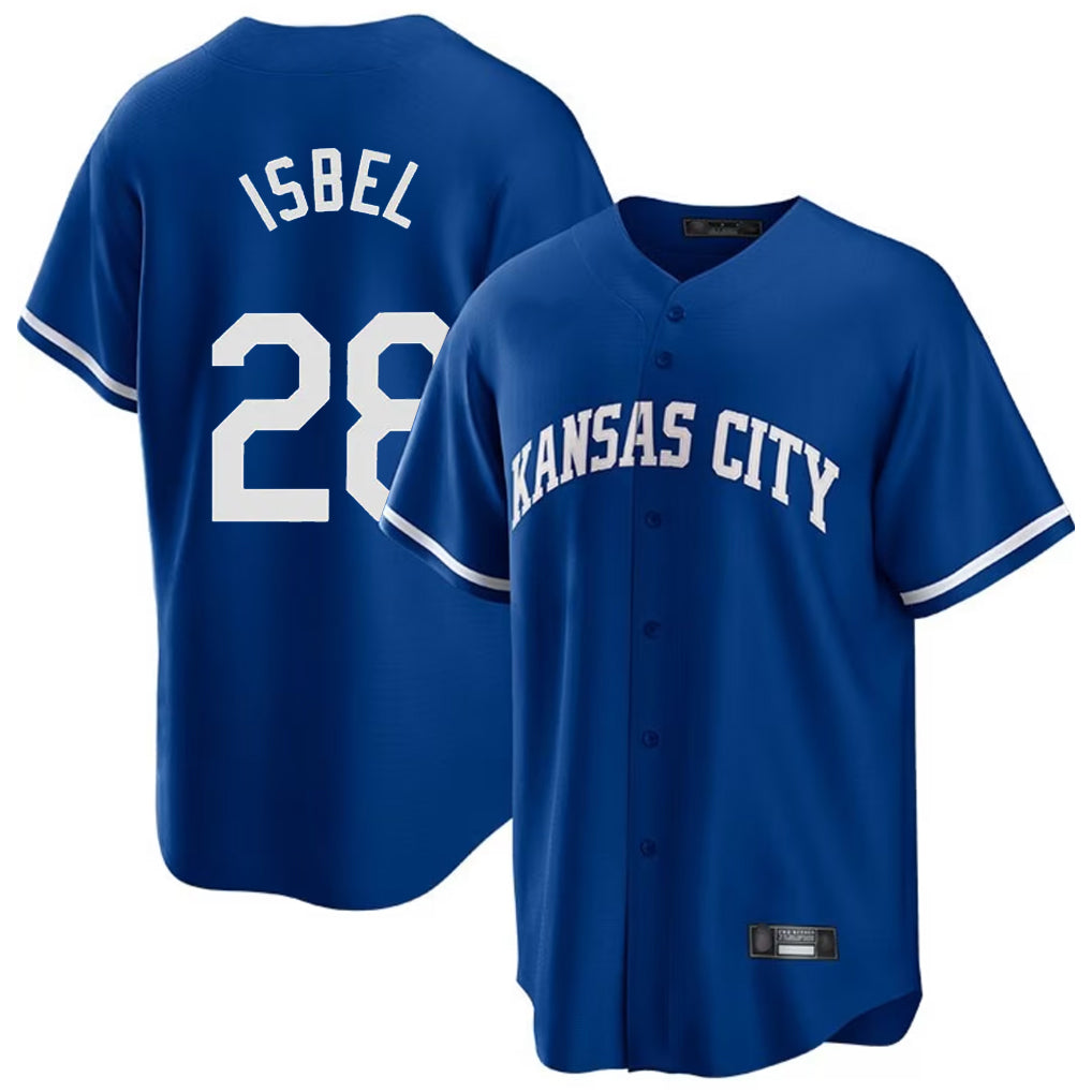 KC.Royals #28 Kyle Isbel Player Royal Game Home Edoa Stitched Jerseys