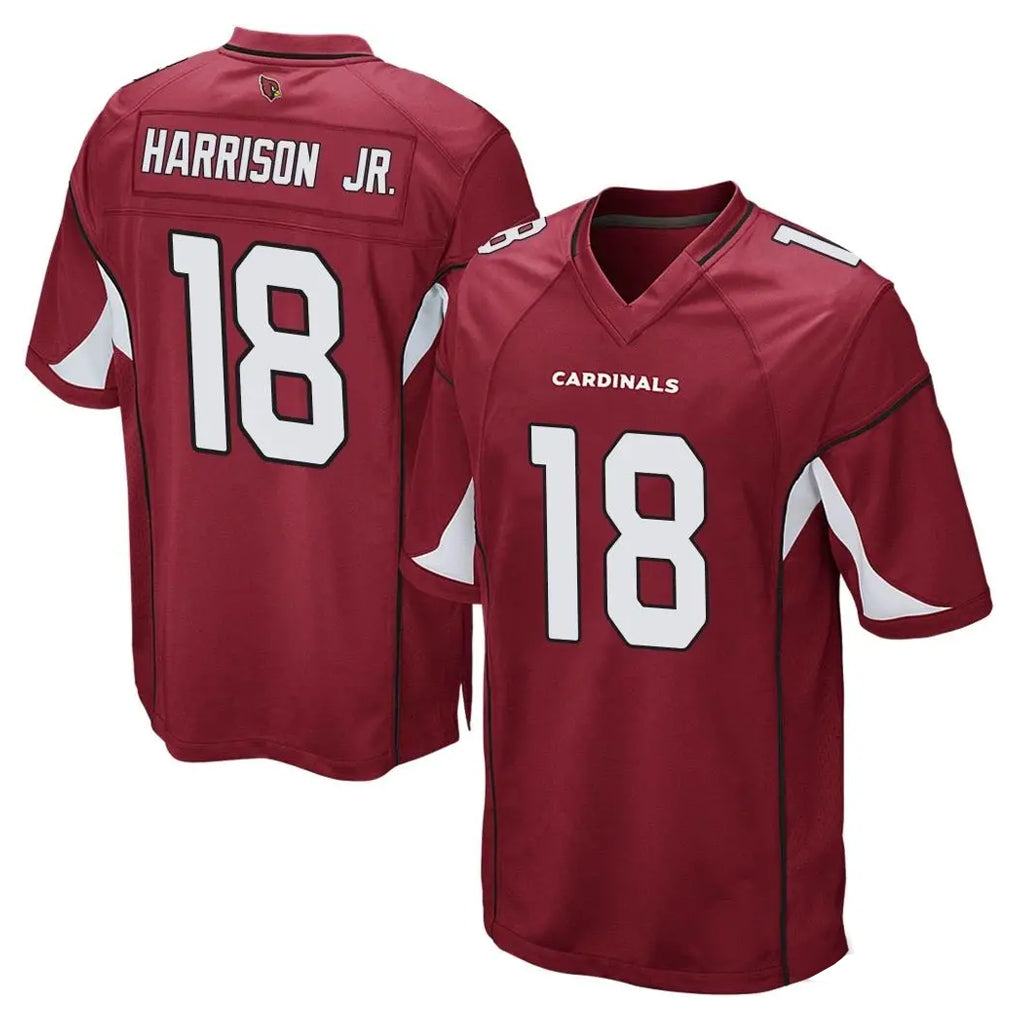 A.Cardinals #18 Marvin Harrison Jr. Player Cardinal Home Game Edoa Stitched Jerseys