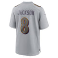 B.Ravens #8 Lamar Jackson Player Gray Replica Limited Edoa Stitched Jerseys