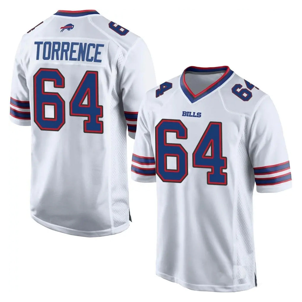 B.Bills #64 O'Cyrus Torrence Player White Home Game Edoa Stitched Jerseys