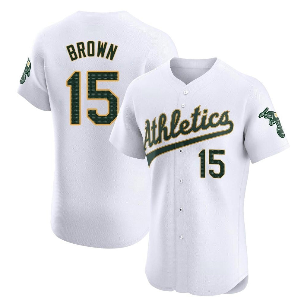 Athletics #15 Seth Brown Player White Limited Elite Home Game Edoa Stitched Jerseys