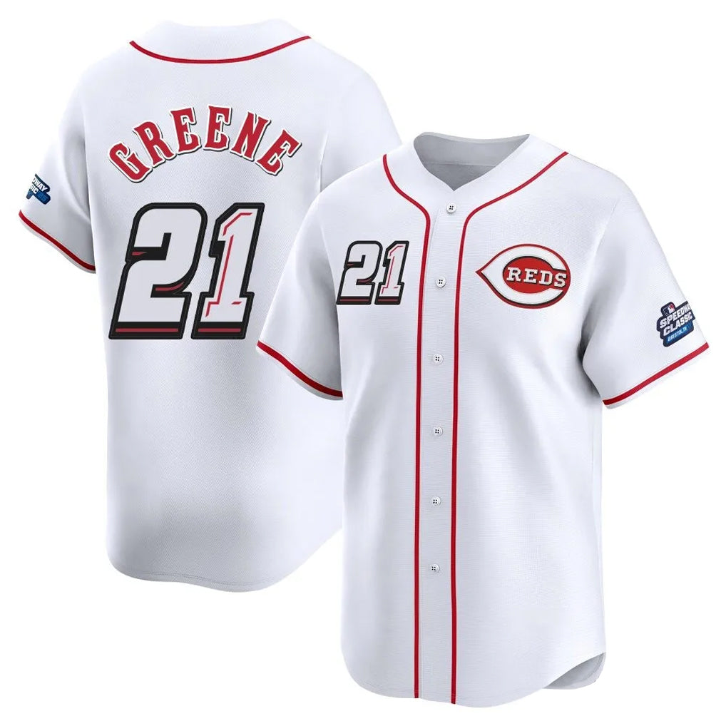 C.Reds #21 Hunter Greene Player White Speedway Classic Home Limited Edoa Stitched Jerseys