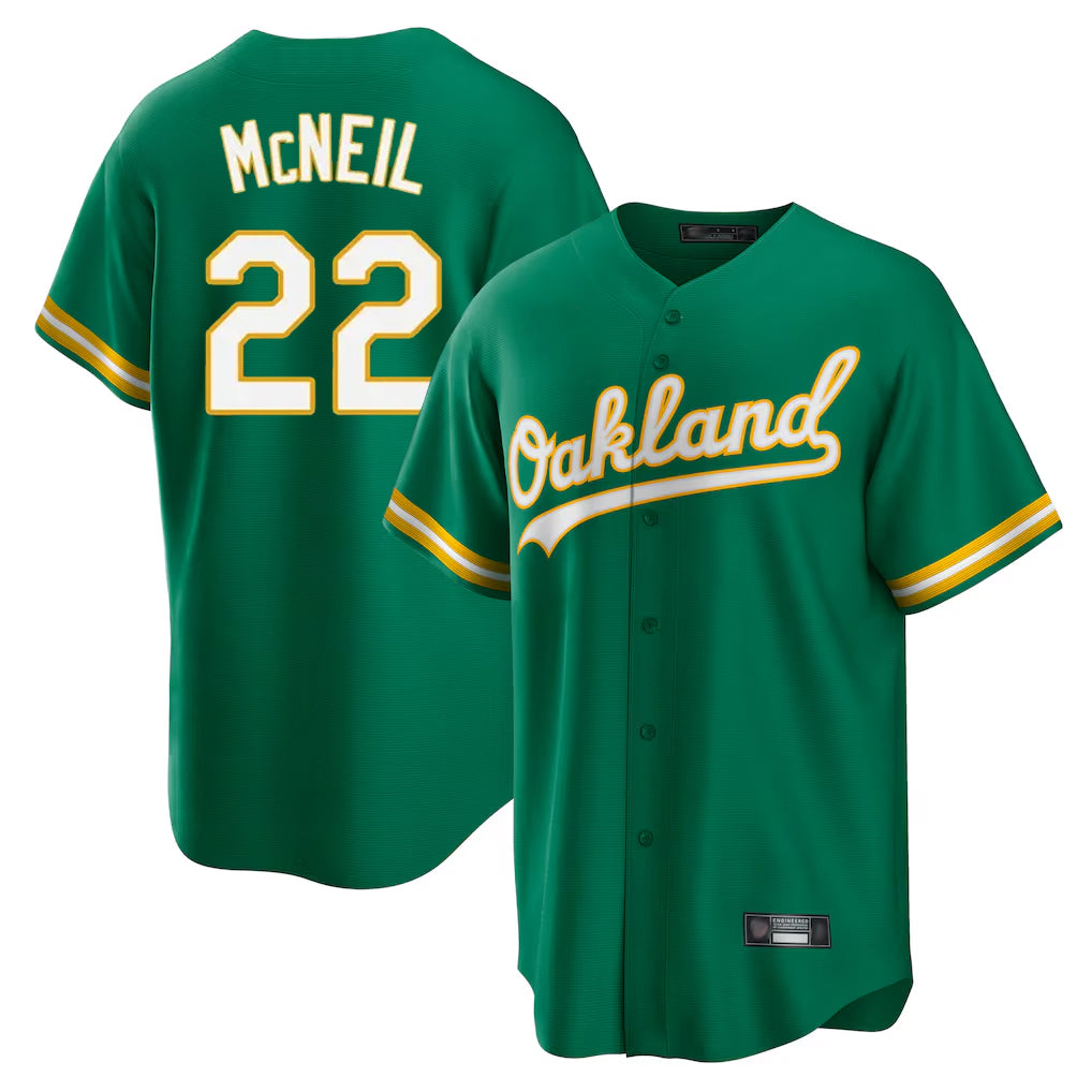 Athletics #22 Jeff McNeil Player Kelly Green Home Game Edoa Stitched Jerseys